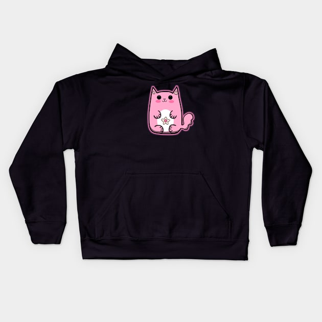 Rose Quartz Kawaii Kitty Kids Hoodie by Aeriskate